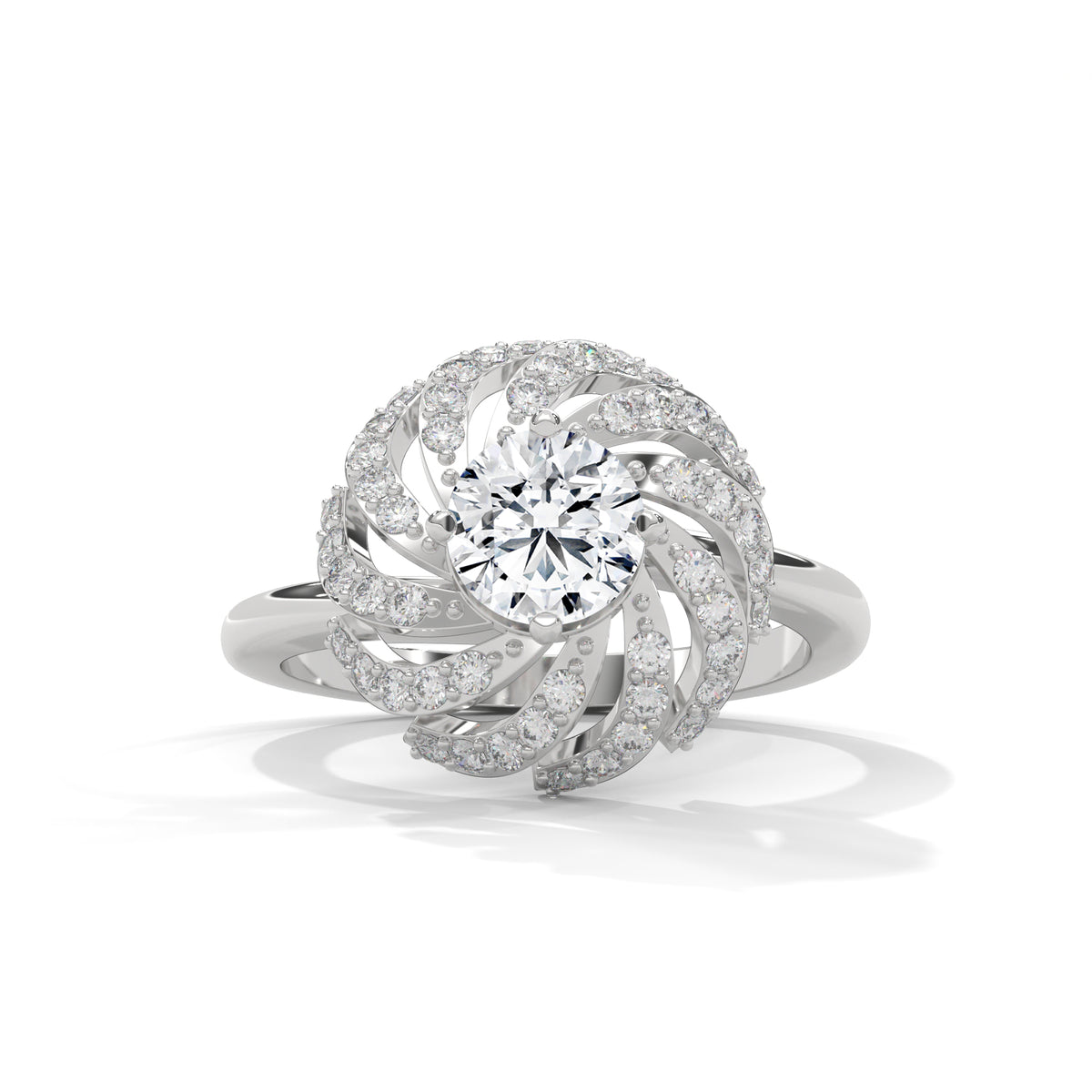 Swirling Bloom Halo Ring