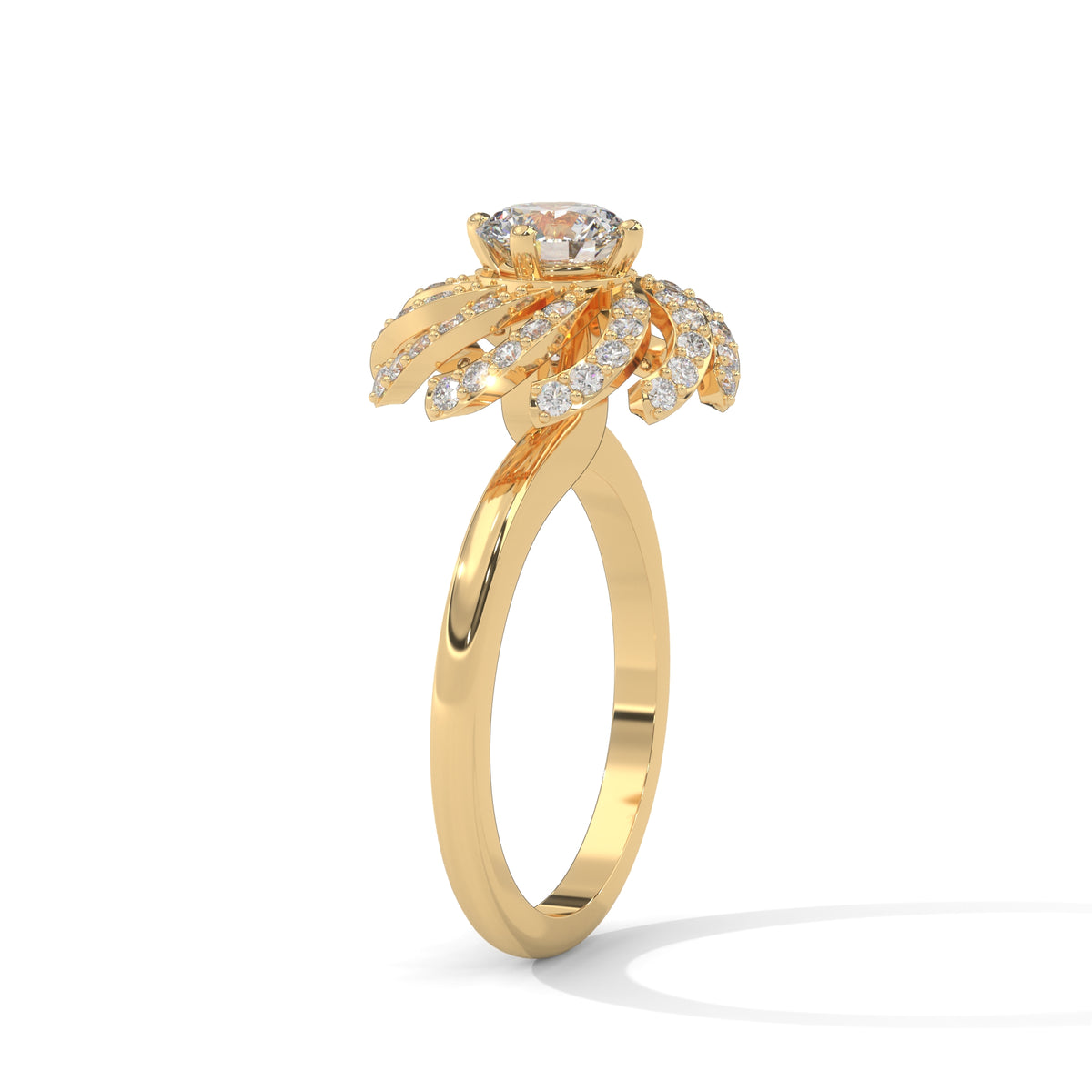 Swirling Bloom Halo Ring