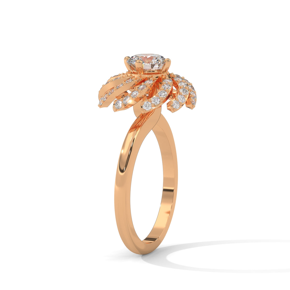 Swirling Bloom Halo Ring