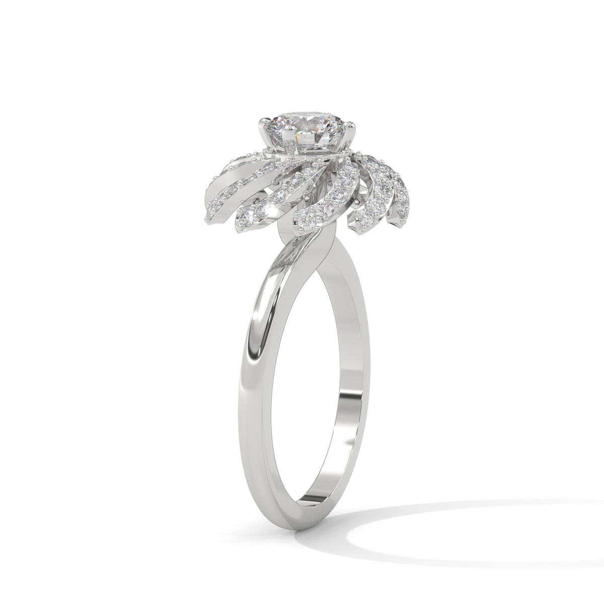 Swirling Bloom Halo Ring