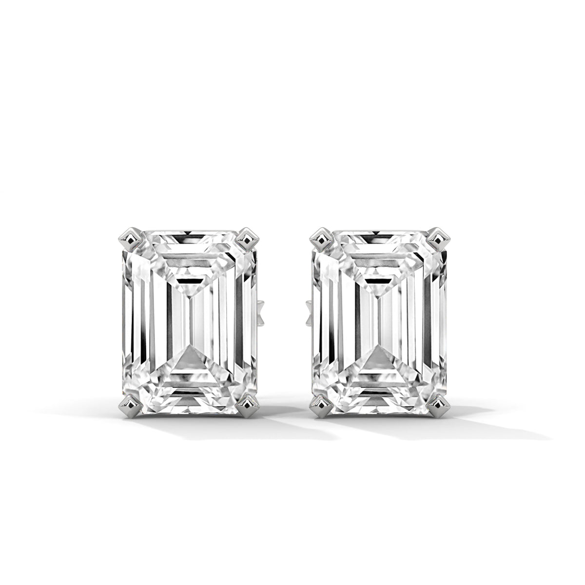Emerald Step Solitaire Earrings