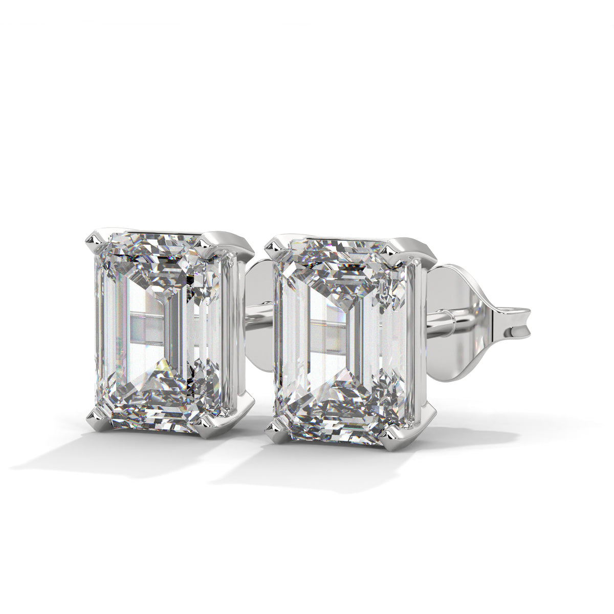 Emerald Step Solitaire Earrings