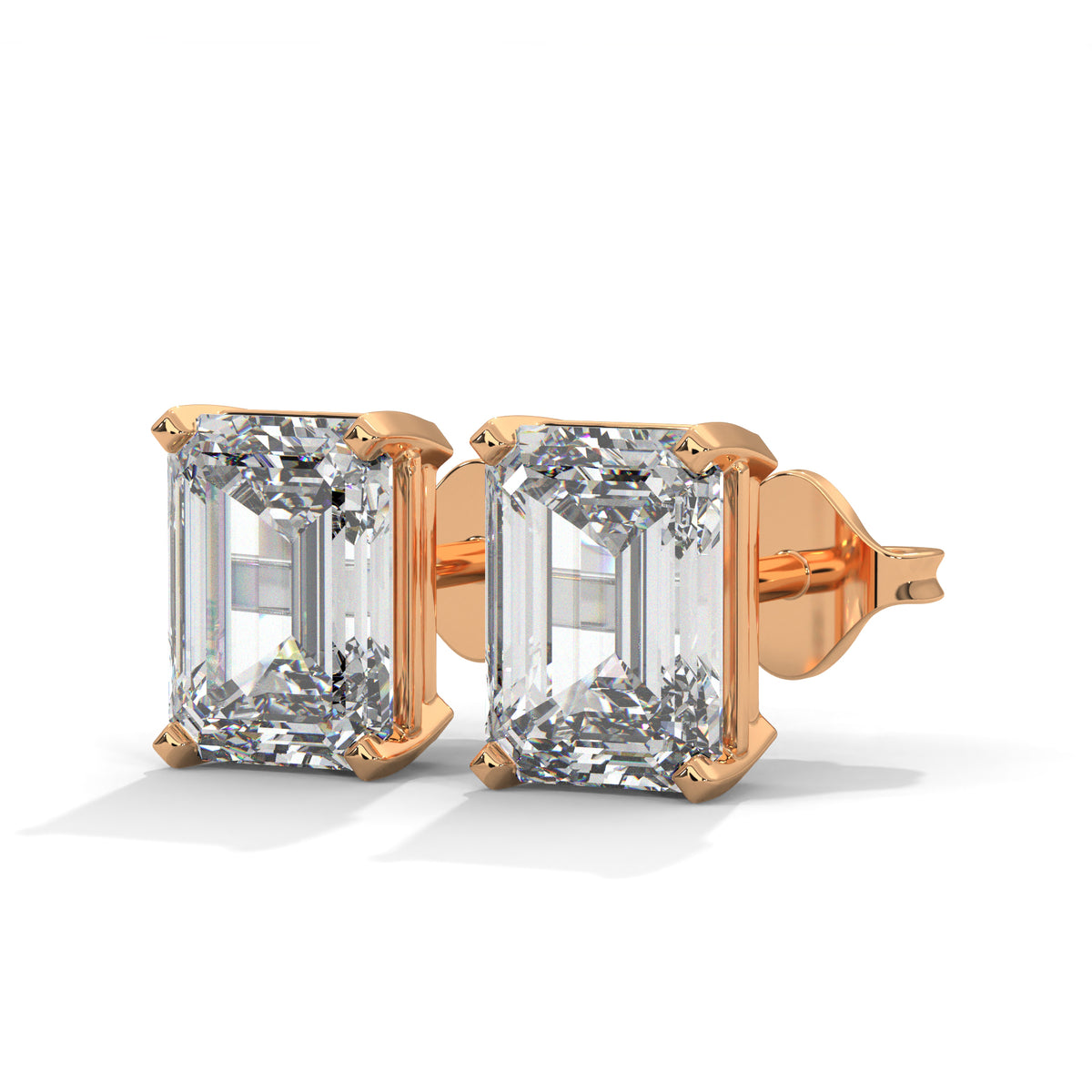 Emerald Step Solitaire Earrings