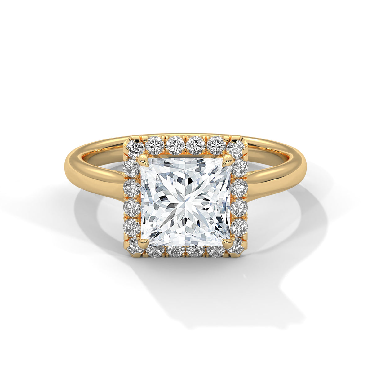 Royal Halo Princess Solitaire Ring