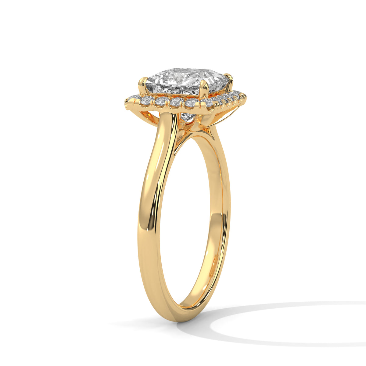 Royal Halo Princess Solitaire Ring