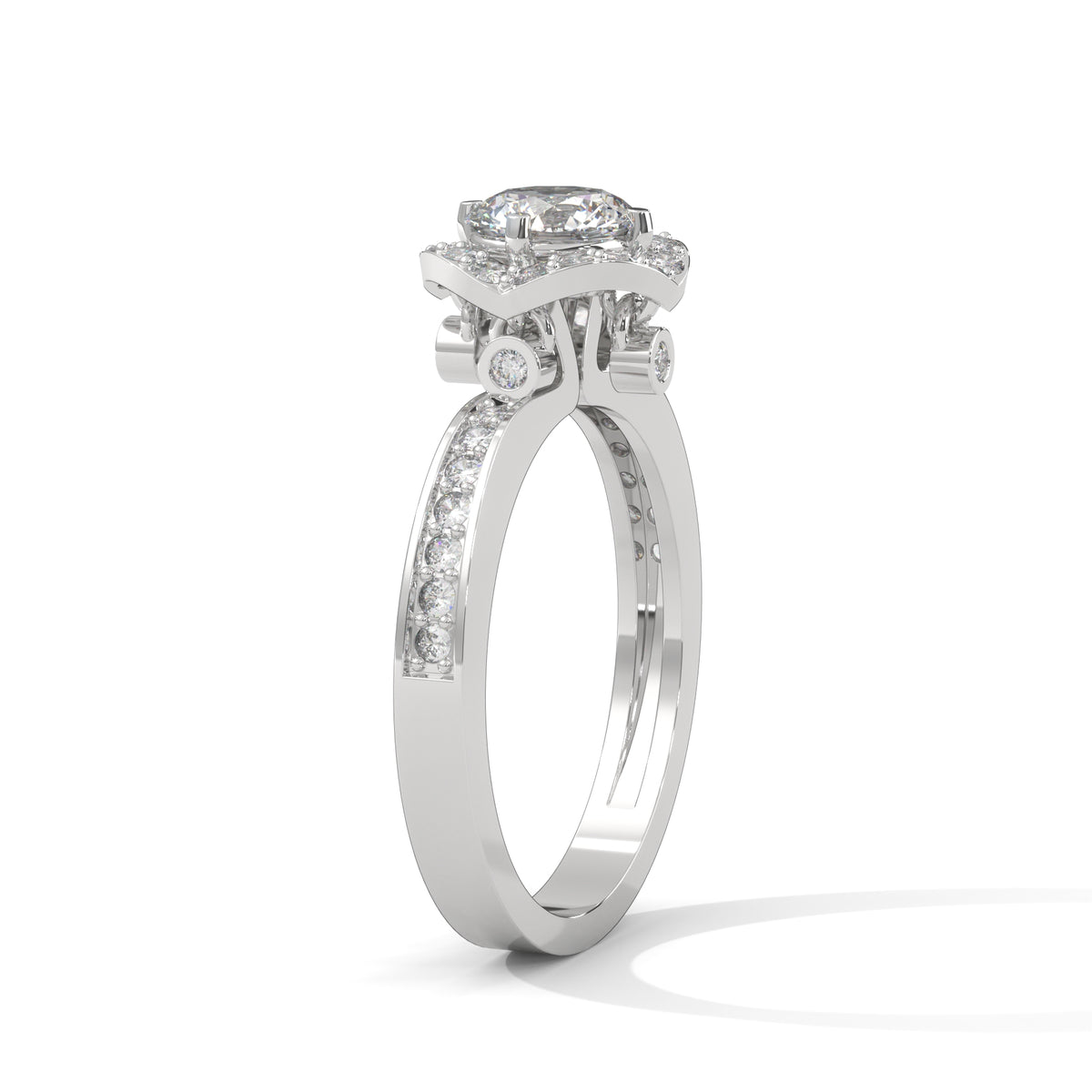 Celestial Halo Solitaire Ring