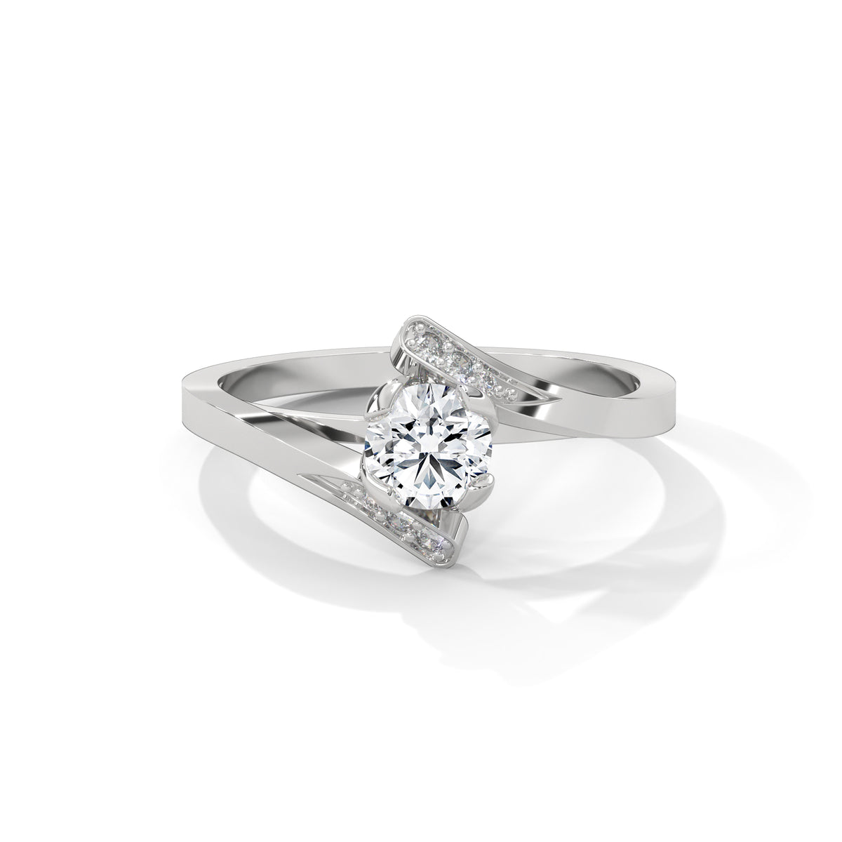 Crossing Currents Solitaire Ring