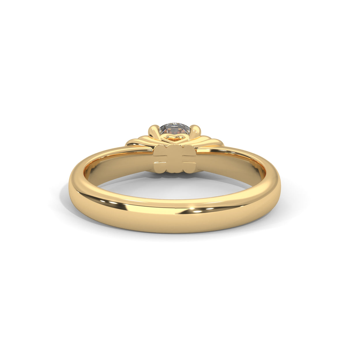 Crown Heart Solitaire Ring