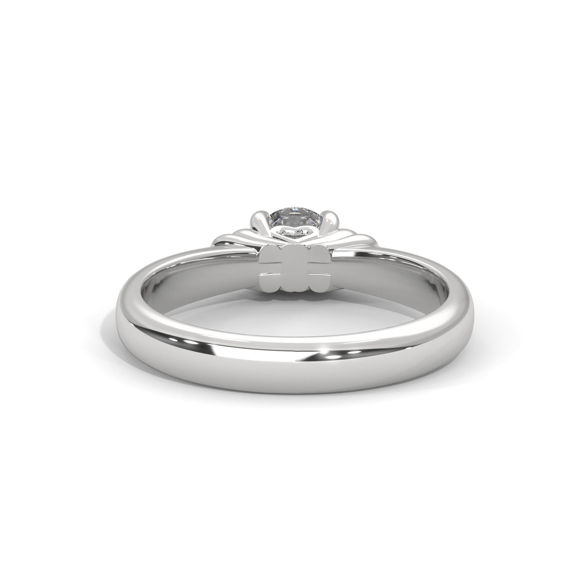 Crown Heart Solitaire Ring