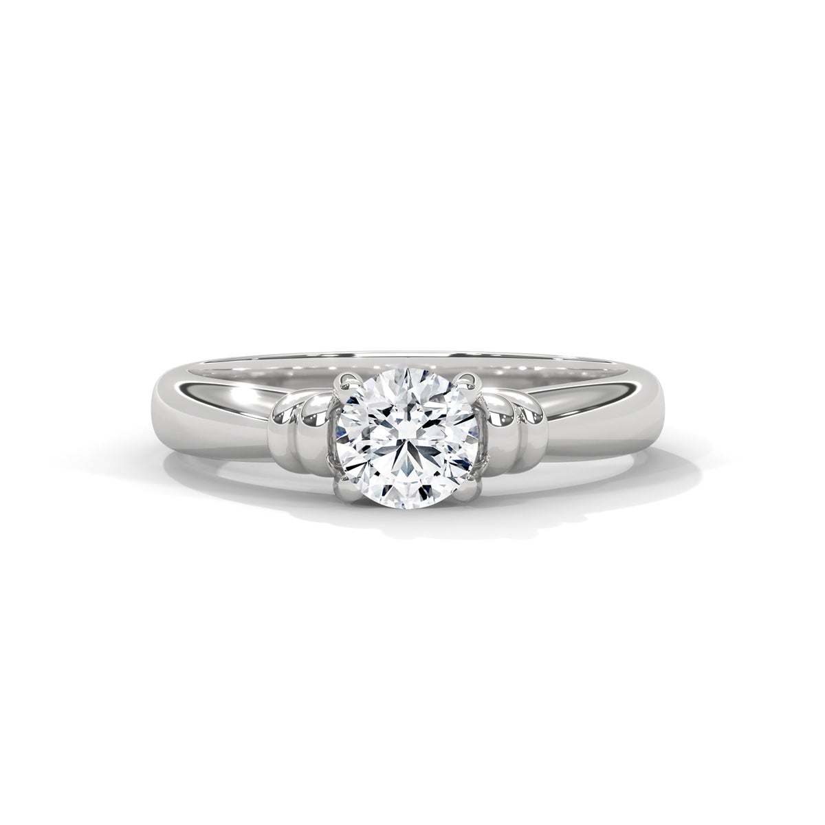 Crown Heart Solitaire Ring