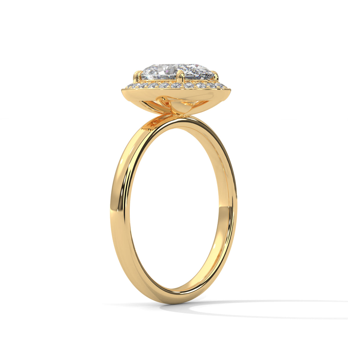 Oval Halo Radiance Solitaire Ring