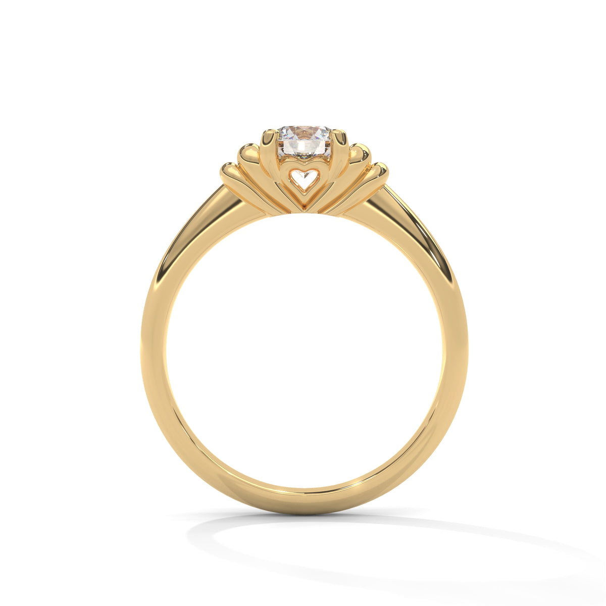 Crown Heart Solitaire Ring