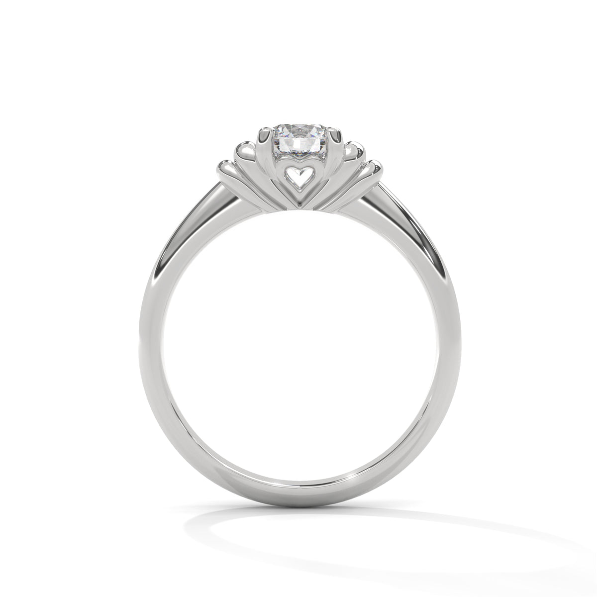 Crown Heart Solitaire Ring
