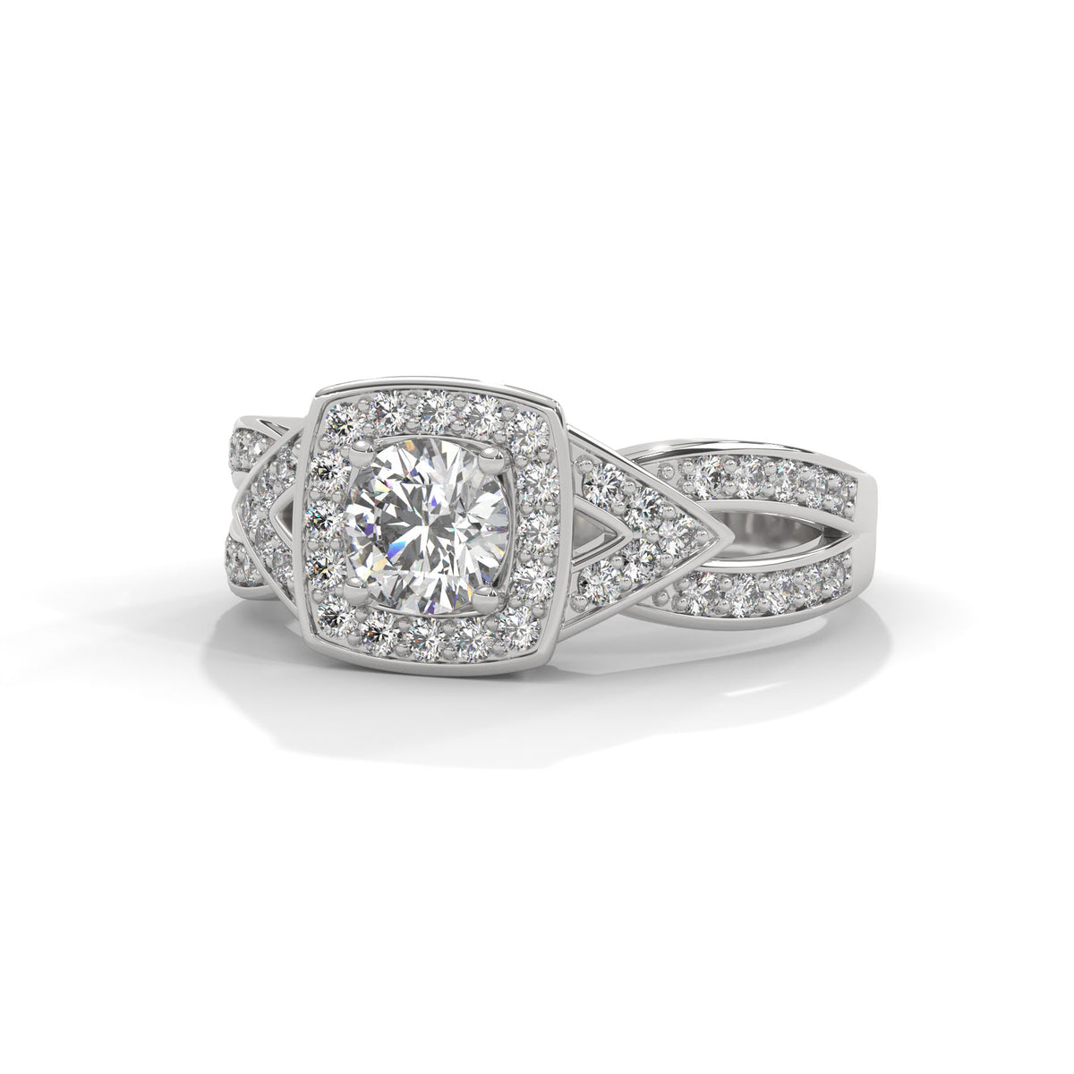 Crossweave Halo Bridal Ring