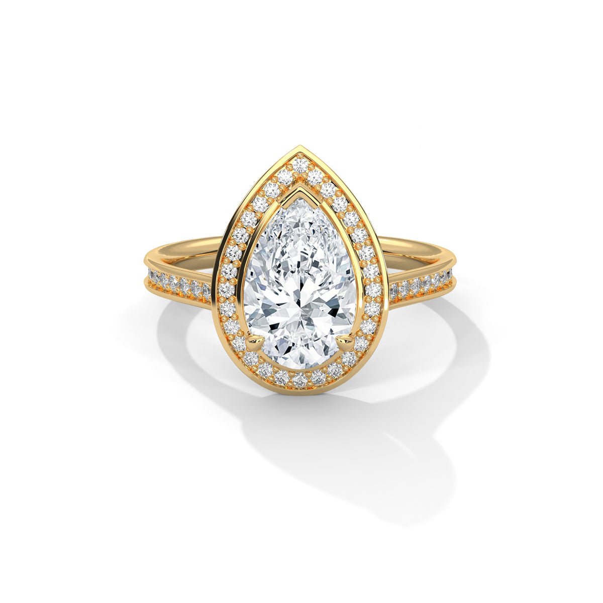 Teardrop Halo Solitaire Ring
