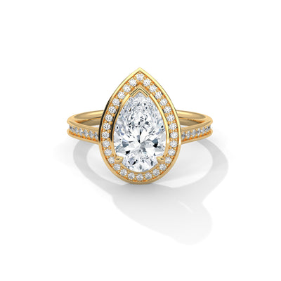 Teardrop Halo Solitaire Ring — IGI Certified Diamond Jewellery | My Carat India