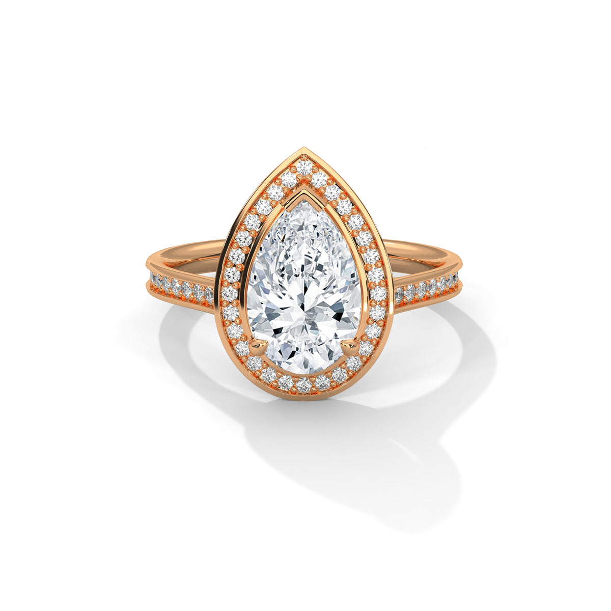 Teardrop Halo Solitaire Ring