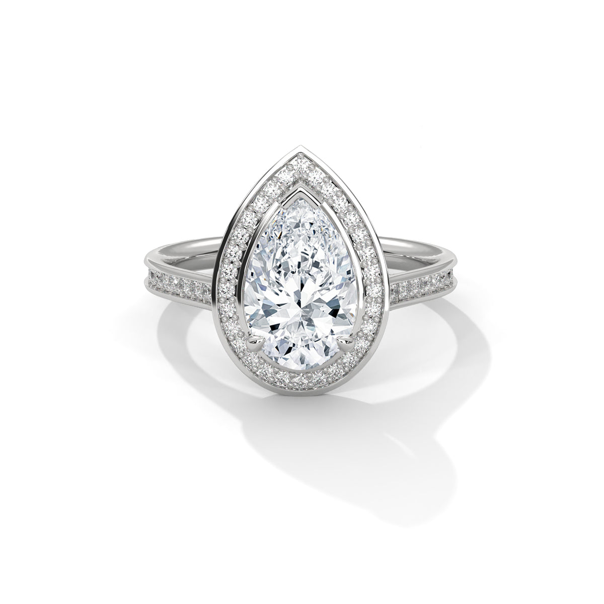 Teardrop Halo Solitaire Ring