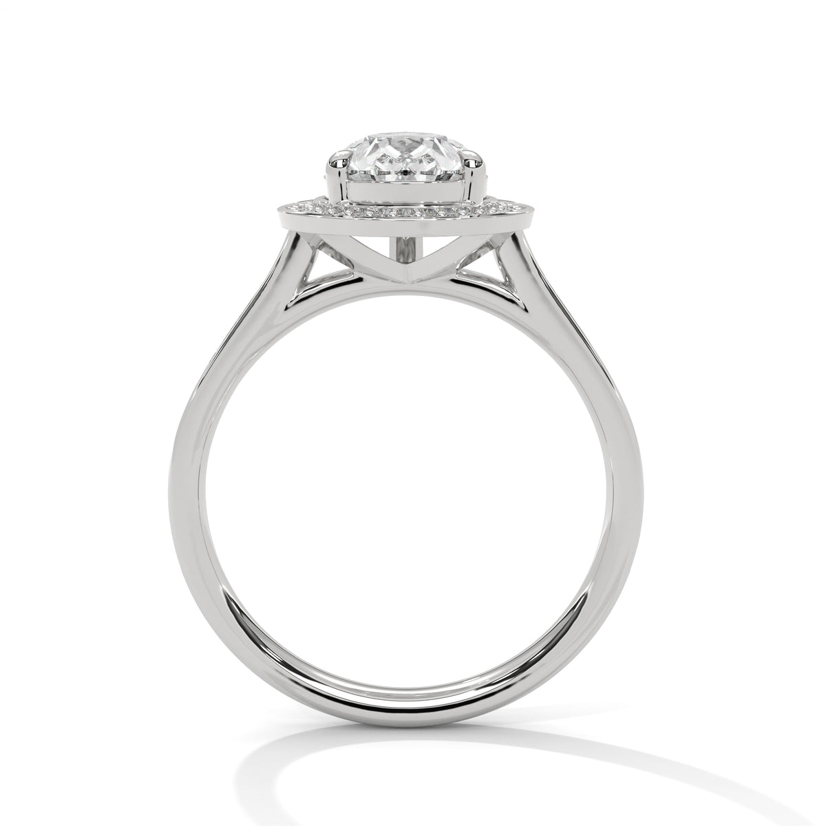 Teardrop Halo Solitaire Ring