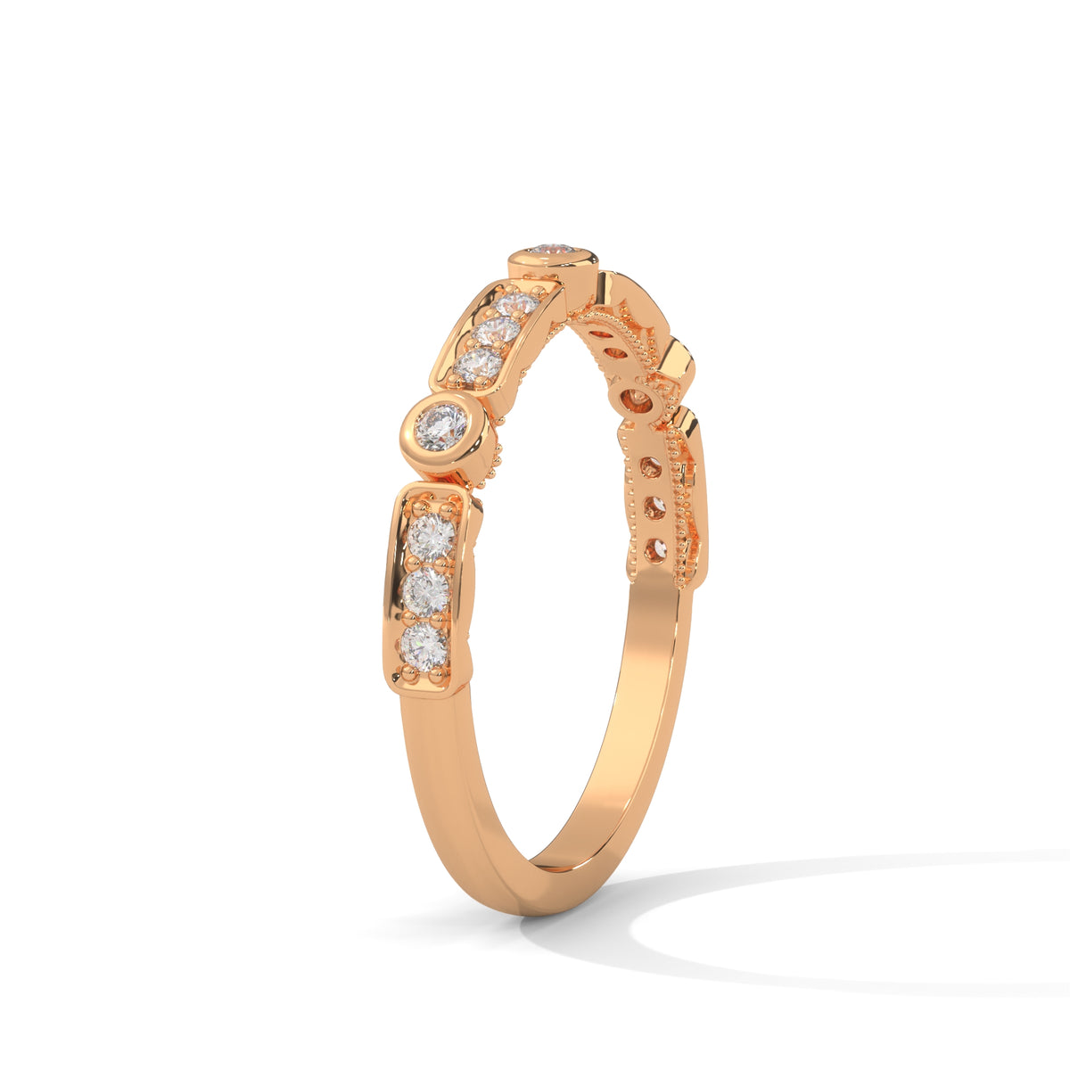 Bezel Arc Diamond Band Ring