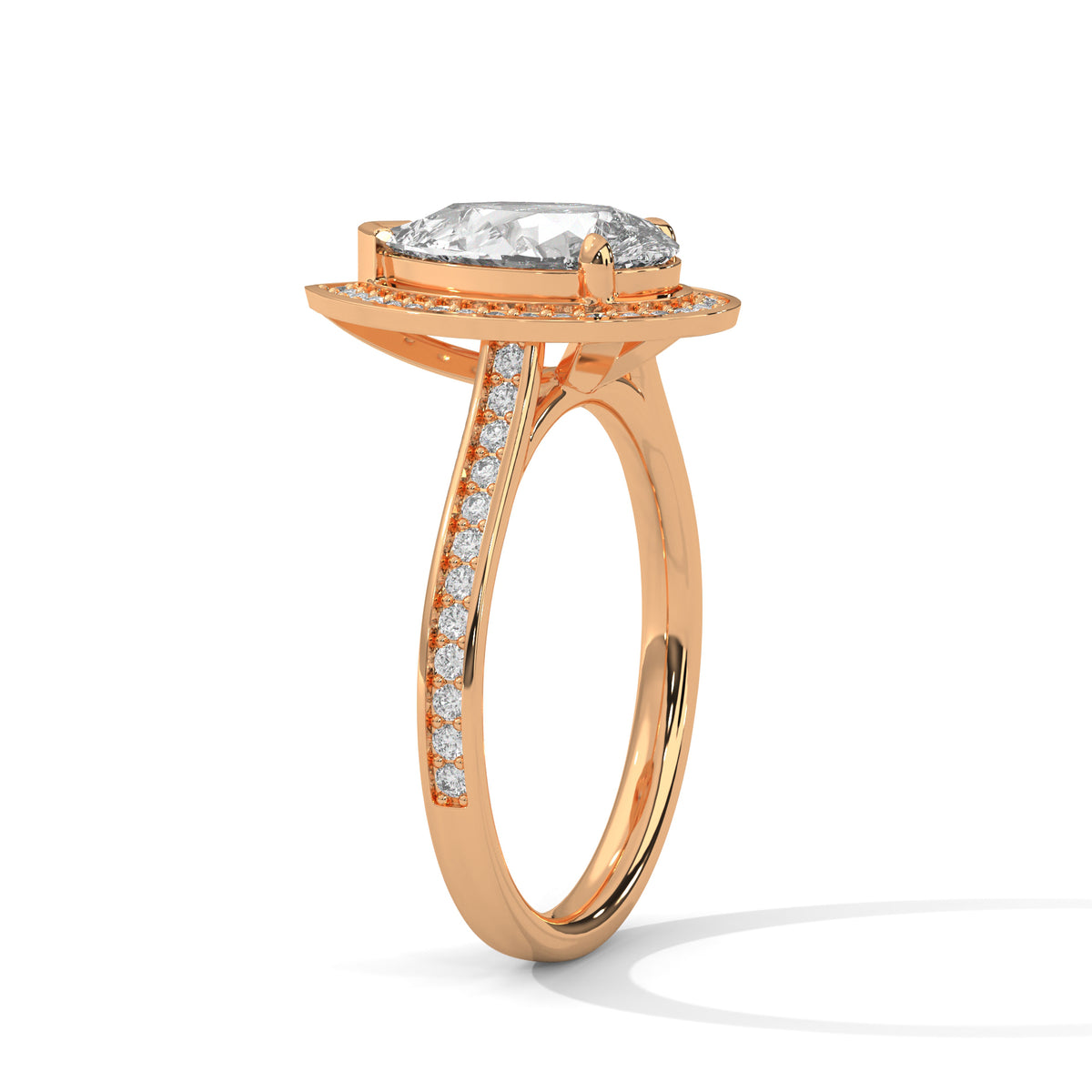 Teardrop Halo Solitaire Ring
