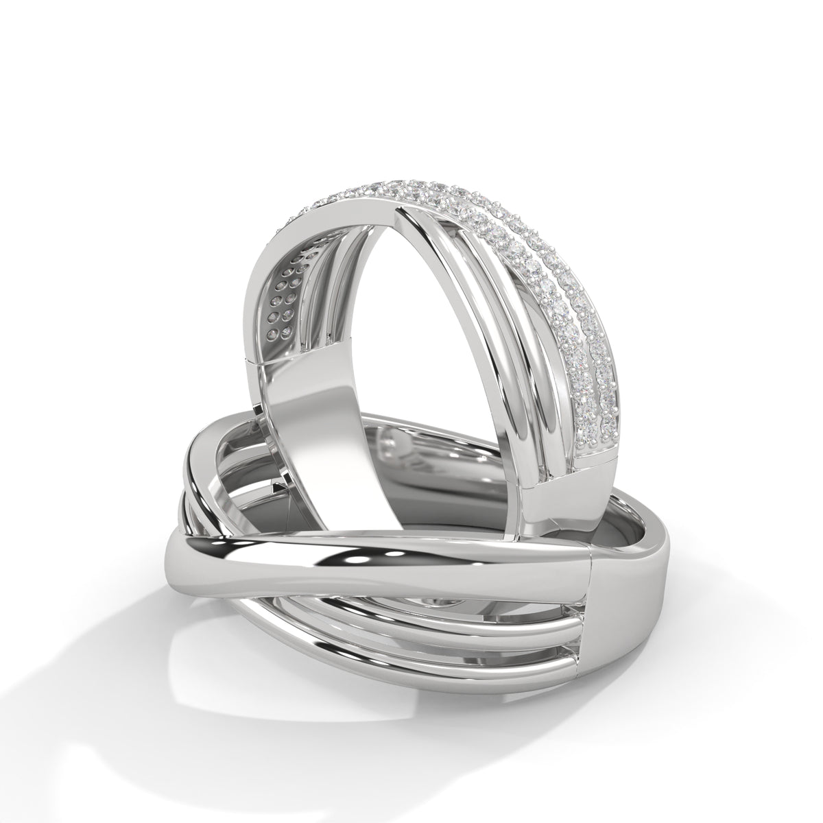 Crossover Infinity Diamond Band Ring