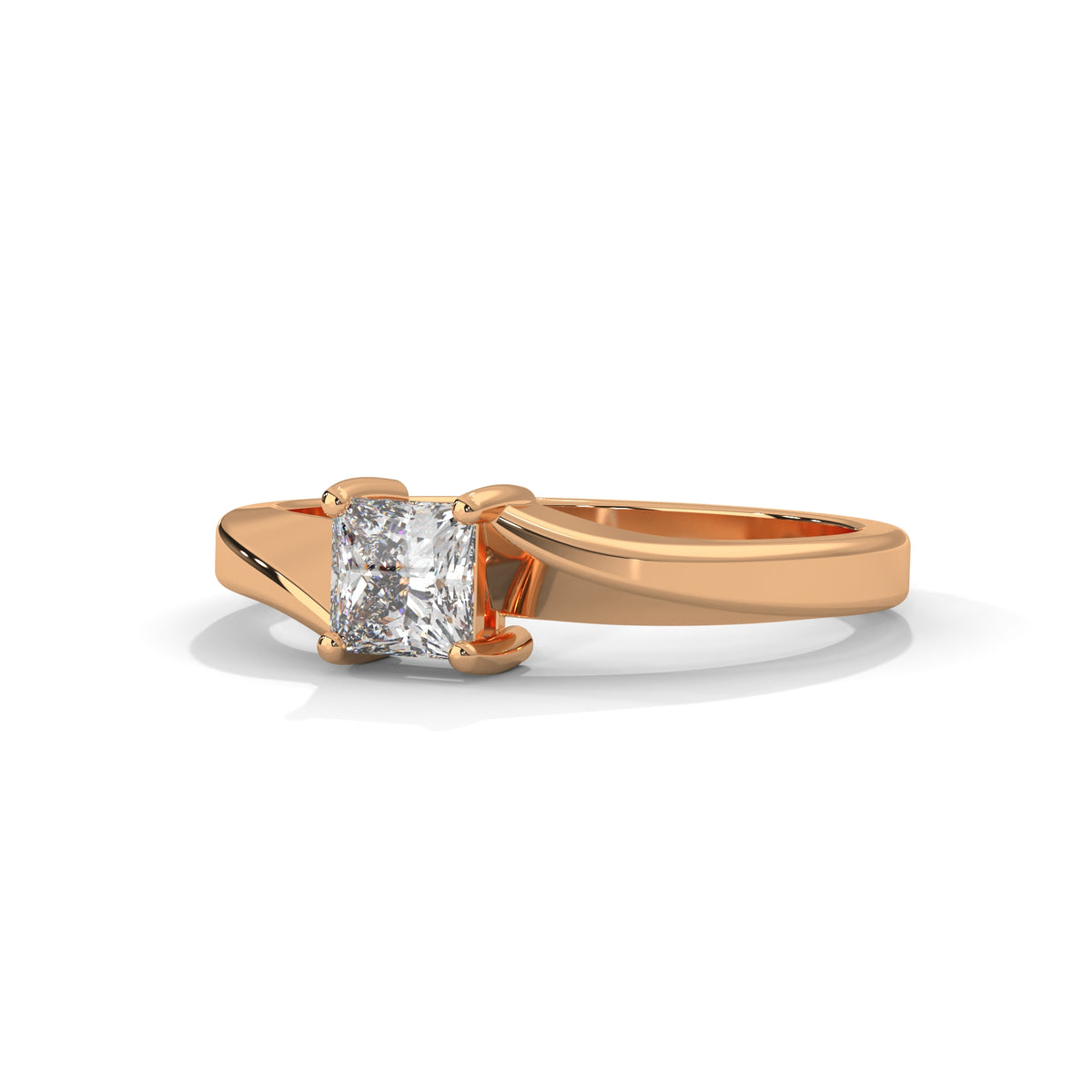 Split Bypass Princess Solitaire Ring