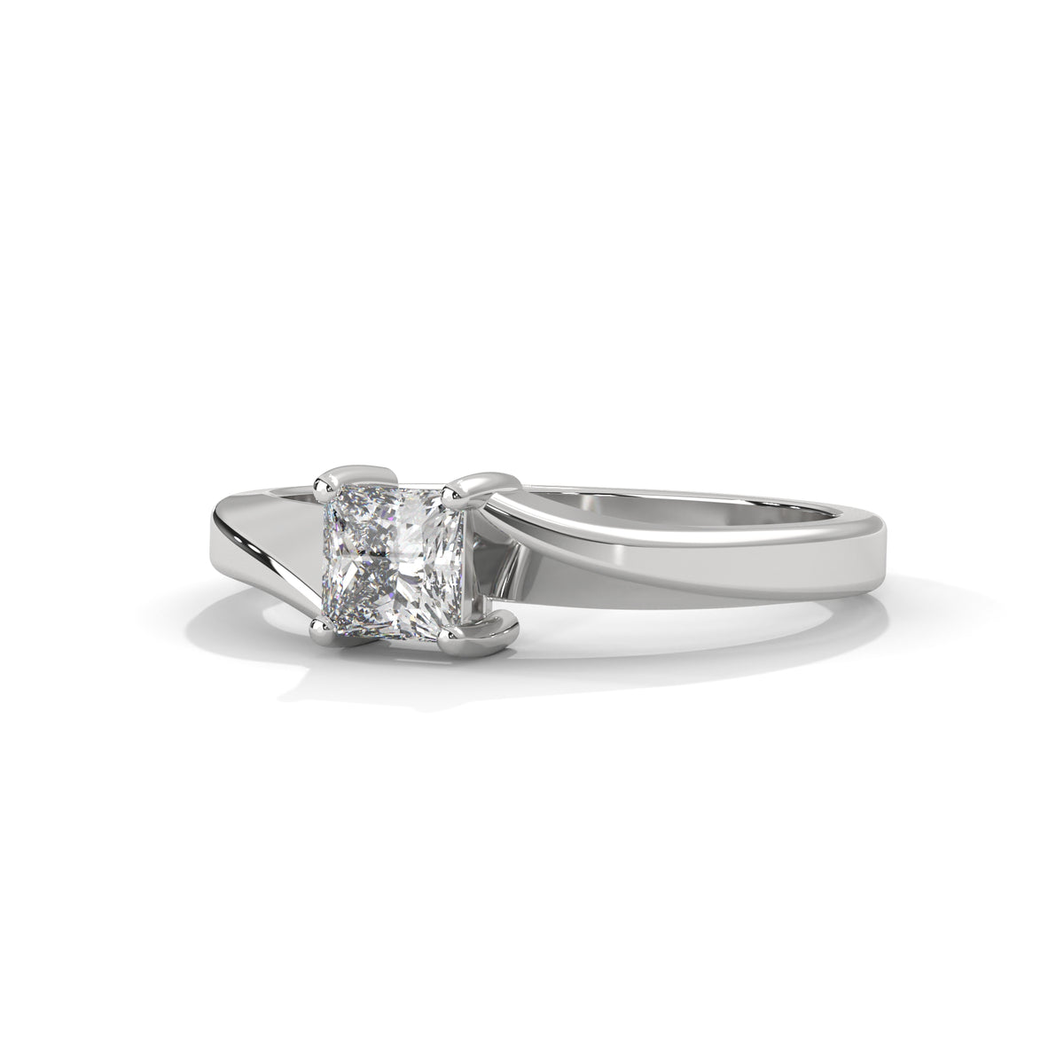 Split Bypass Princess Solitaire Ring