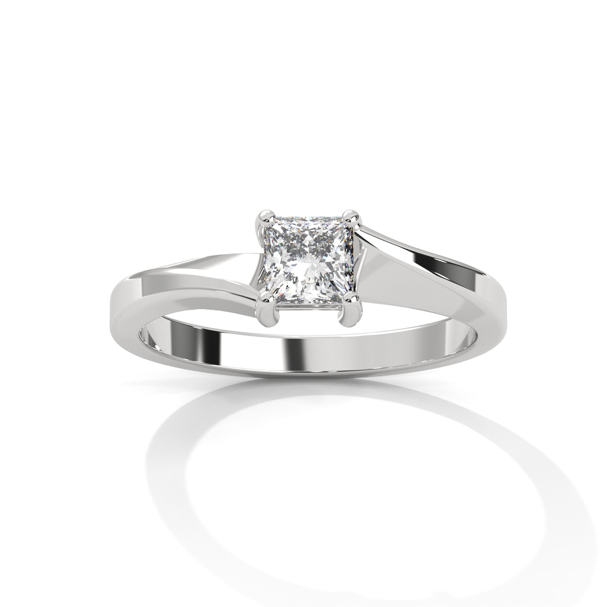Split Bypass Princess Solitaire Ring