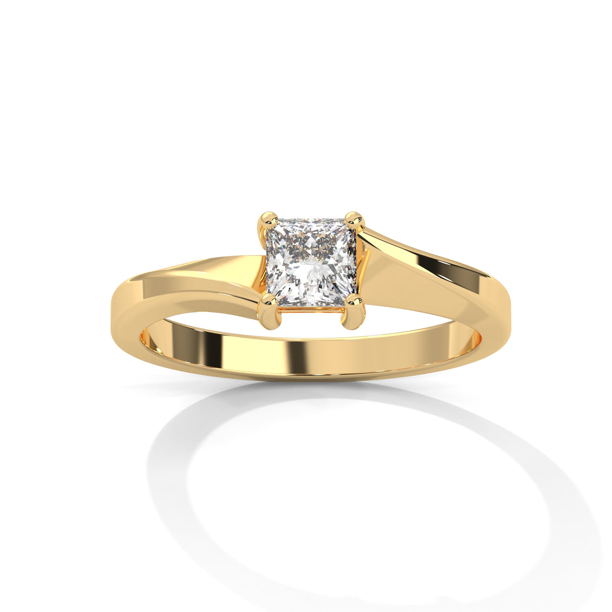 Split Bypass Princess Solitaire Ring