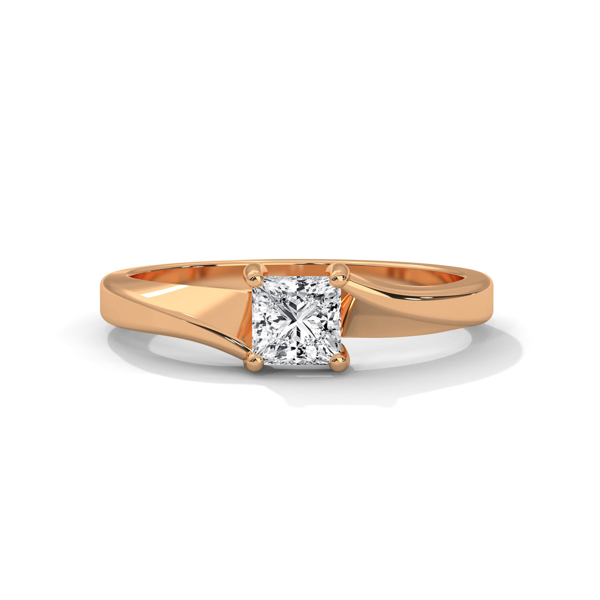 Split Bypass Princess Solitaire Ring