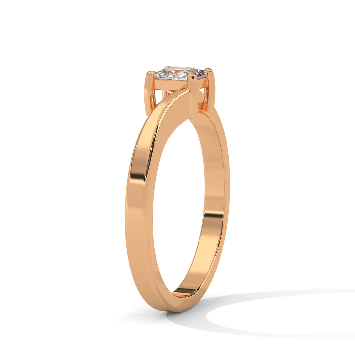 Split Bypass Princess Solitaire Ring
