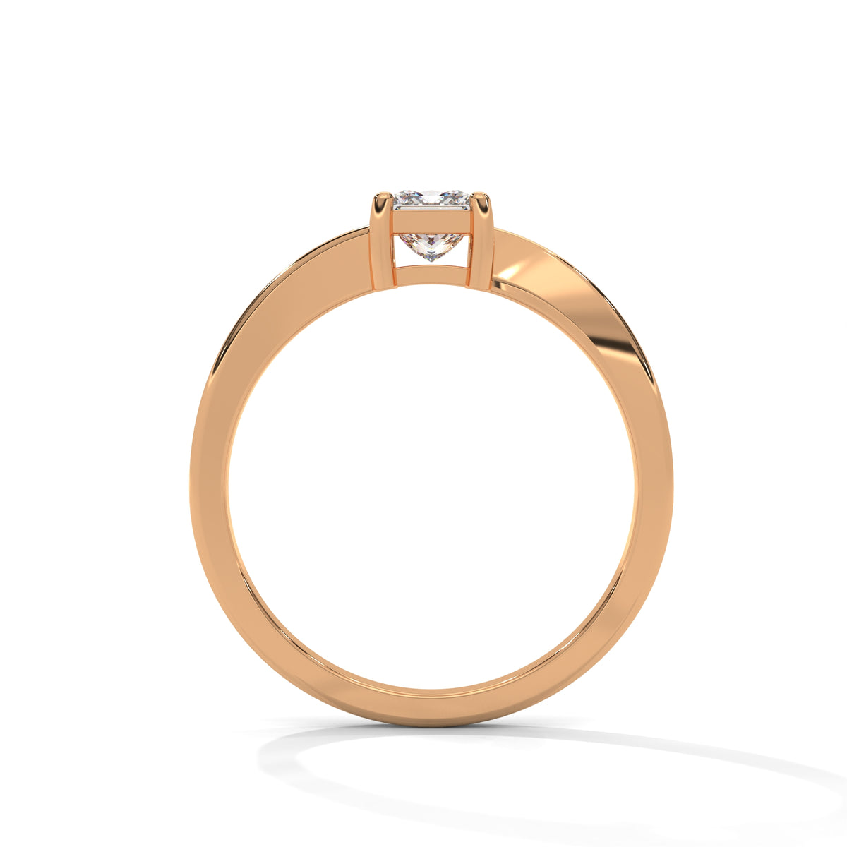 Split Bypass Princess Solitaire Ring