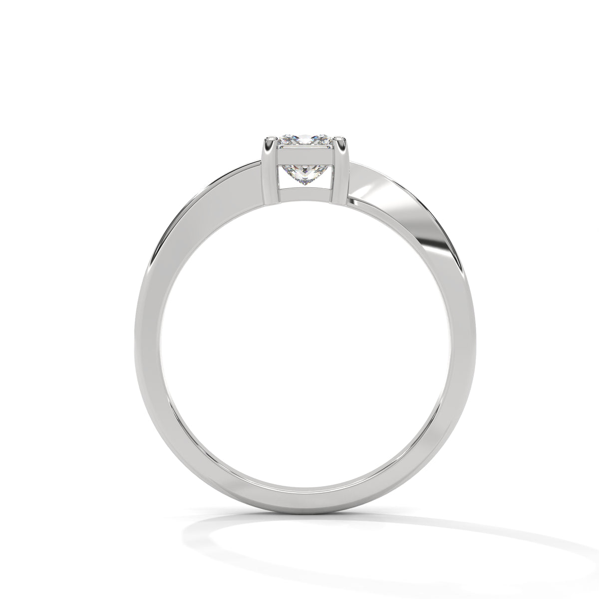 Split Bypass Princess Solitaire Ring