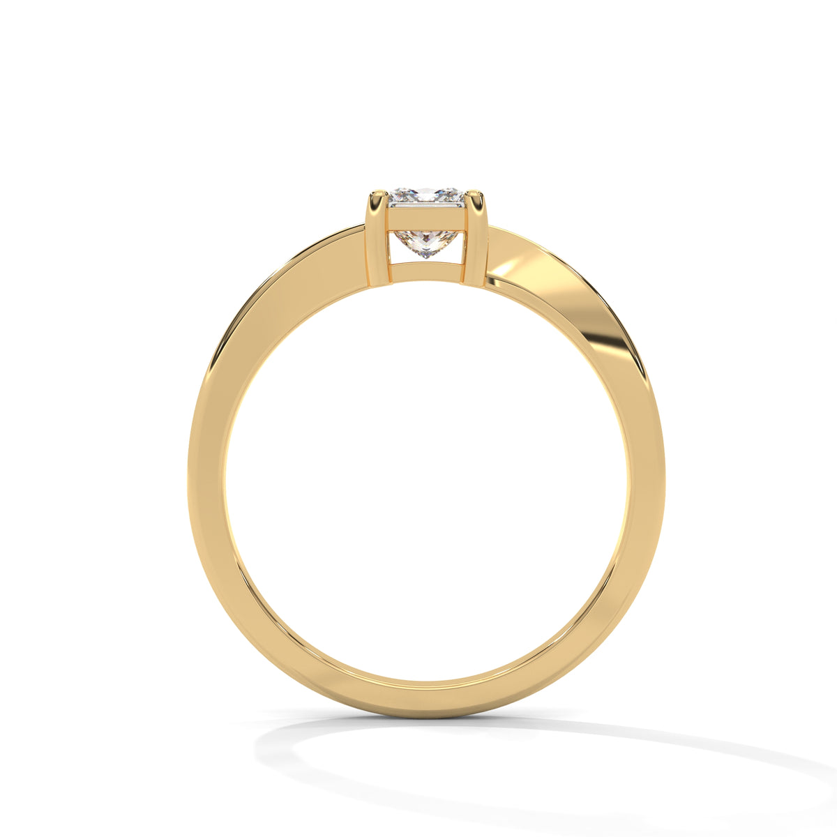 Split Bypass Princess Solitaire Ring