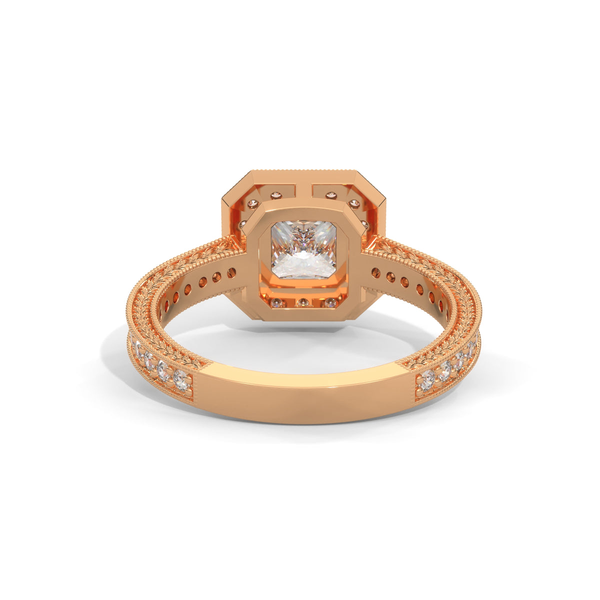Royal Milgrain Halo Solitaire Ring