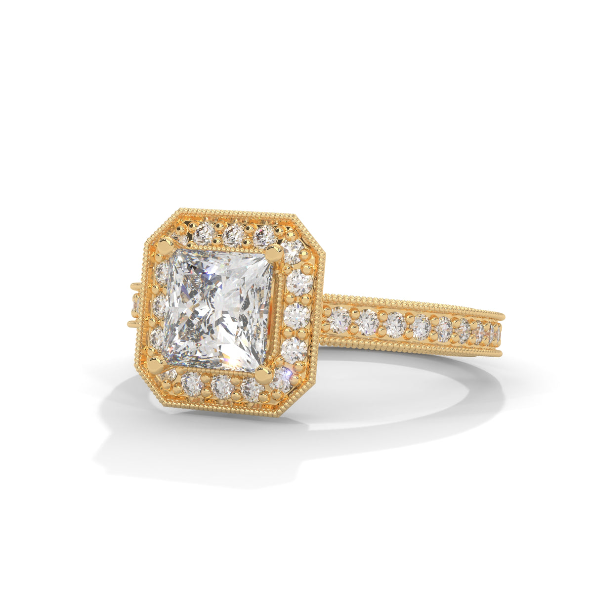 Royal Milgrain Halo Solitaire Ring