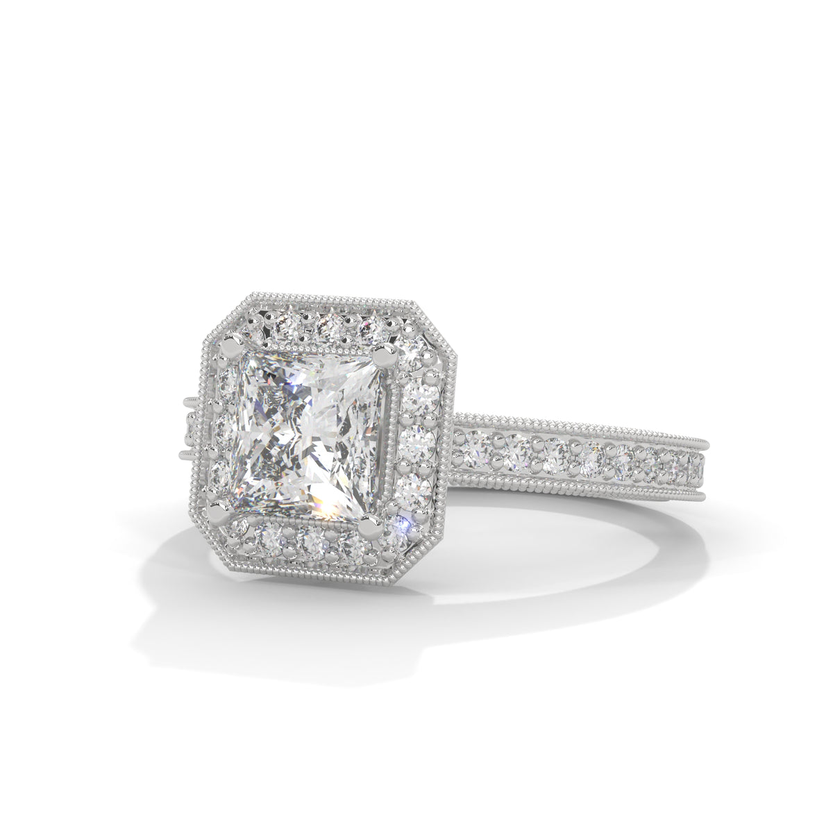 Royal Milgrain Halo Solitaire Ring