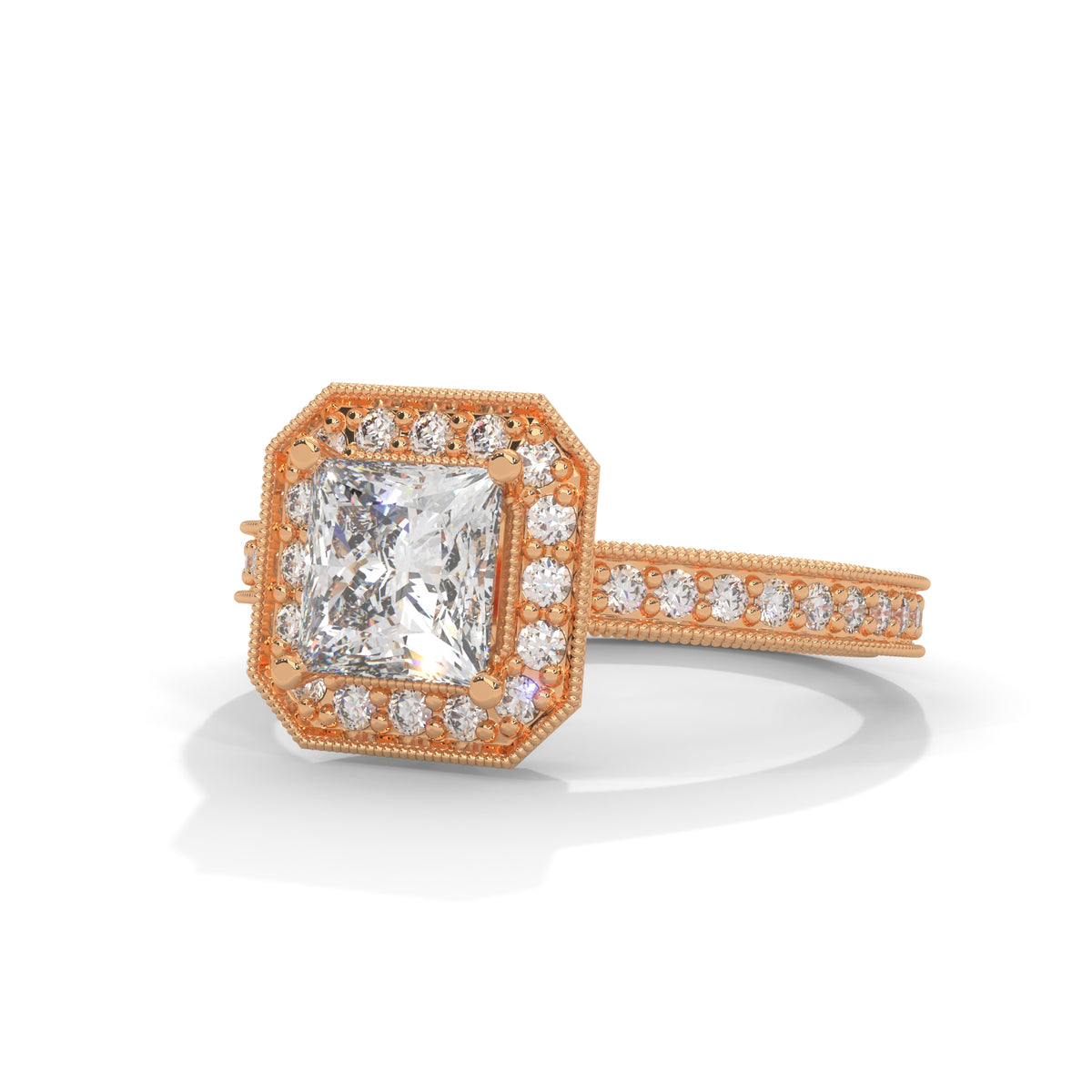 Royal Milgrain Halo Solitaire Ring