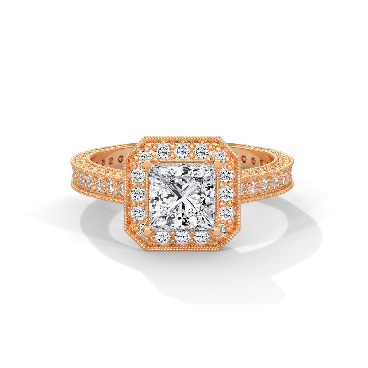 Royal Milgrain Halo Solitaire Ring