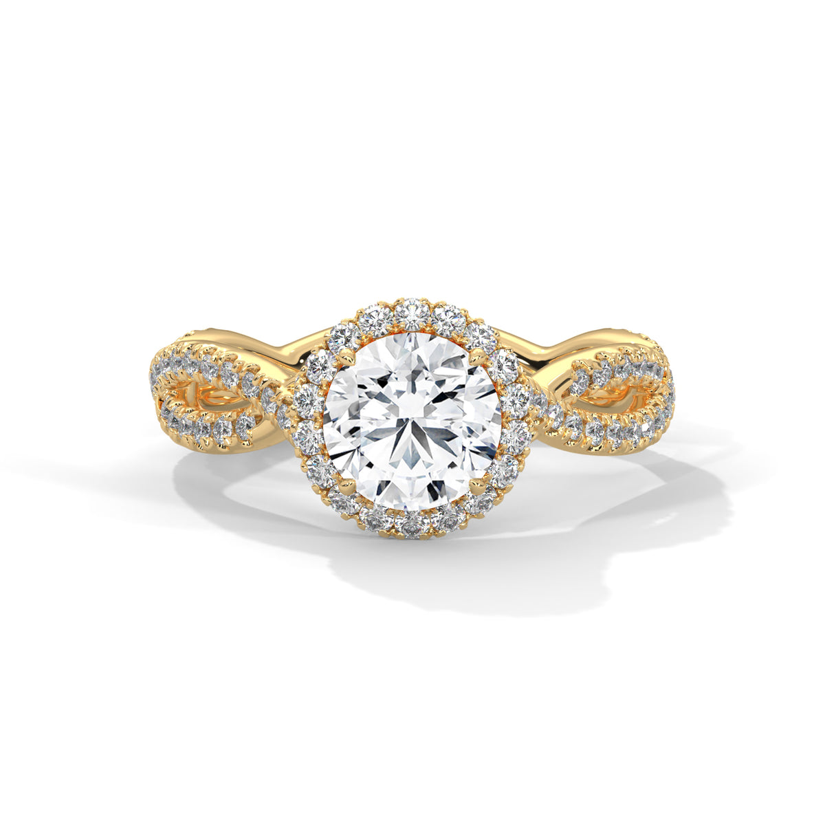 Twisted Infinity Halo Solitaire Ring