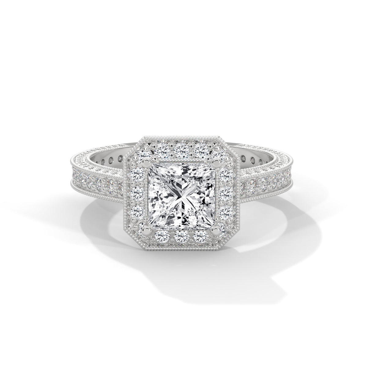 Royal Milgrain Halo Solitaire Ring