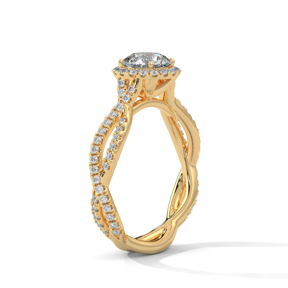 Twisted Infinity Halo Solitaire Ring