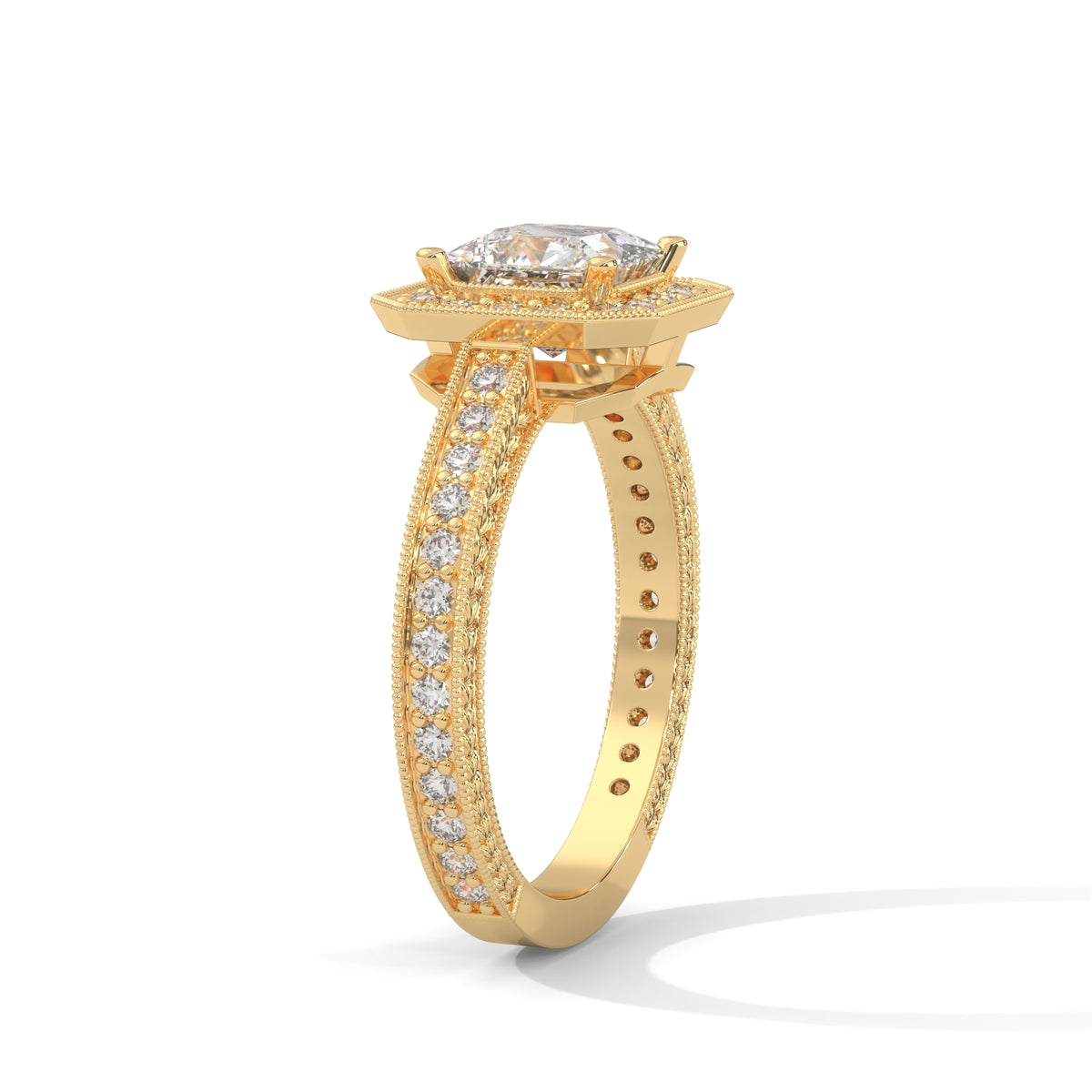 Royal Milgrain Halo Solitaire Ring
