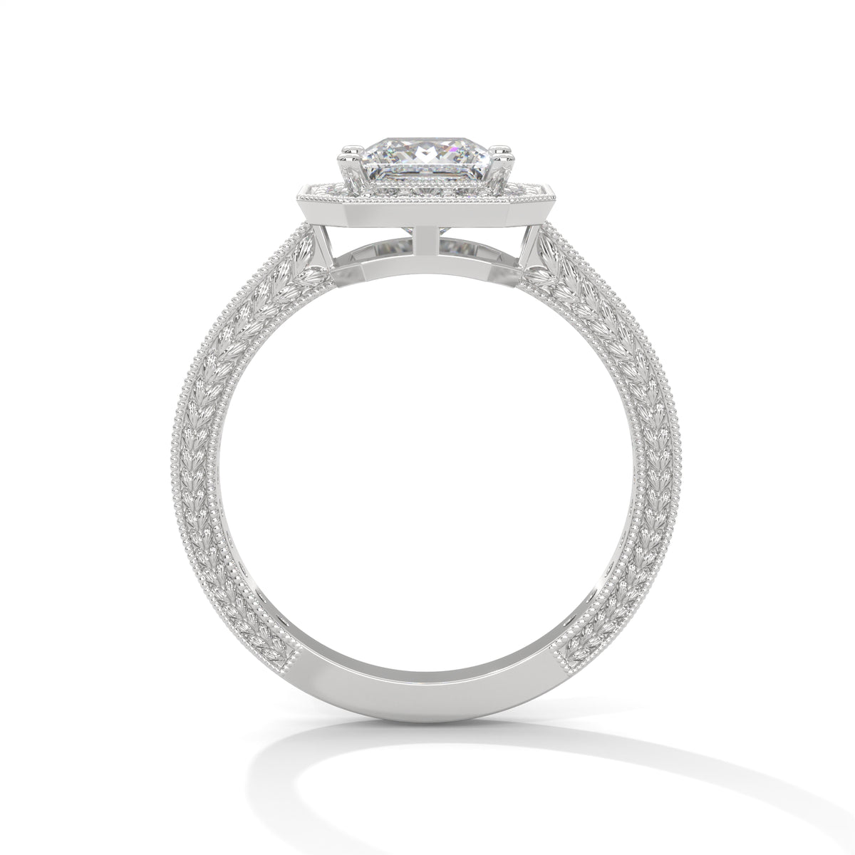 Royal Milgrain Halo Solitaire Ring