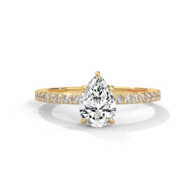 Teardrop Pavé Solitaire Ring — IGI Certified Diamond Jewellery | My Carat India