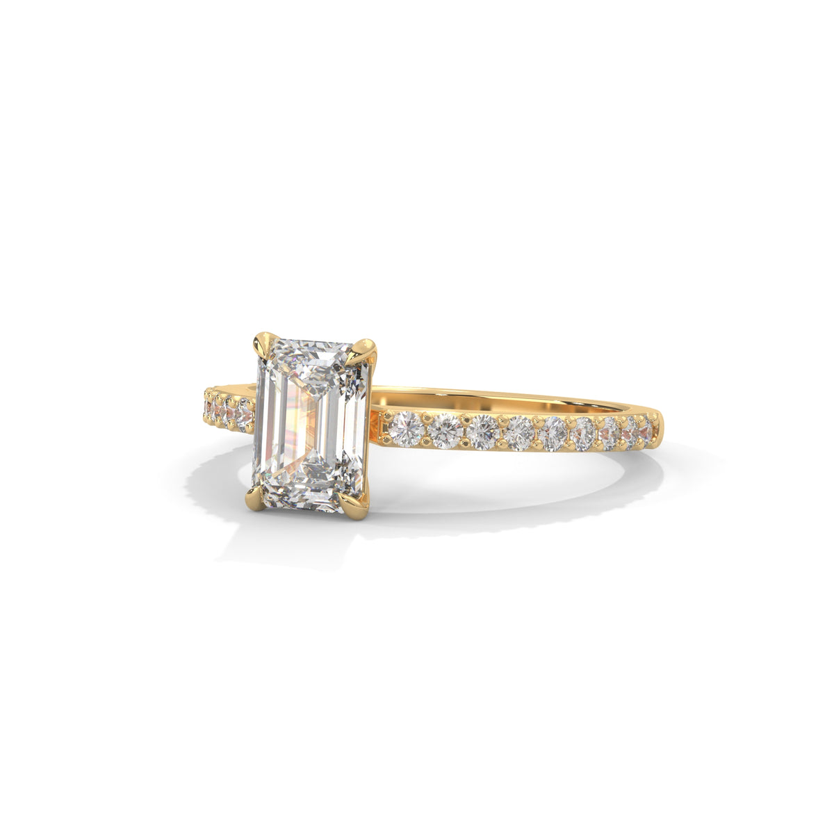 Emerald Pavé Solitaire Ring