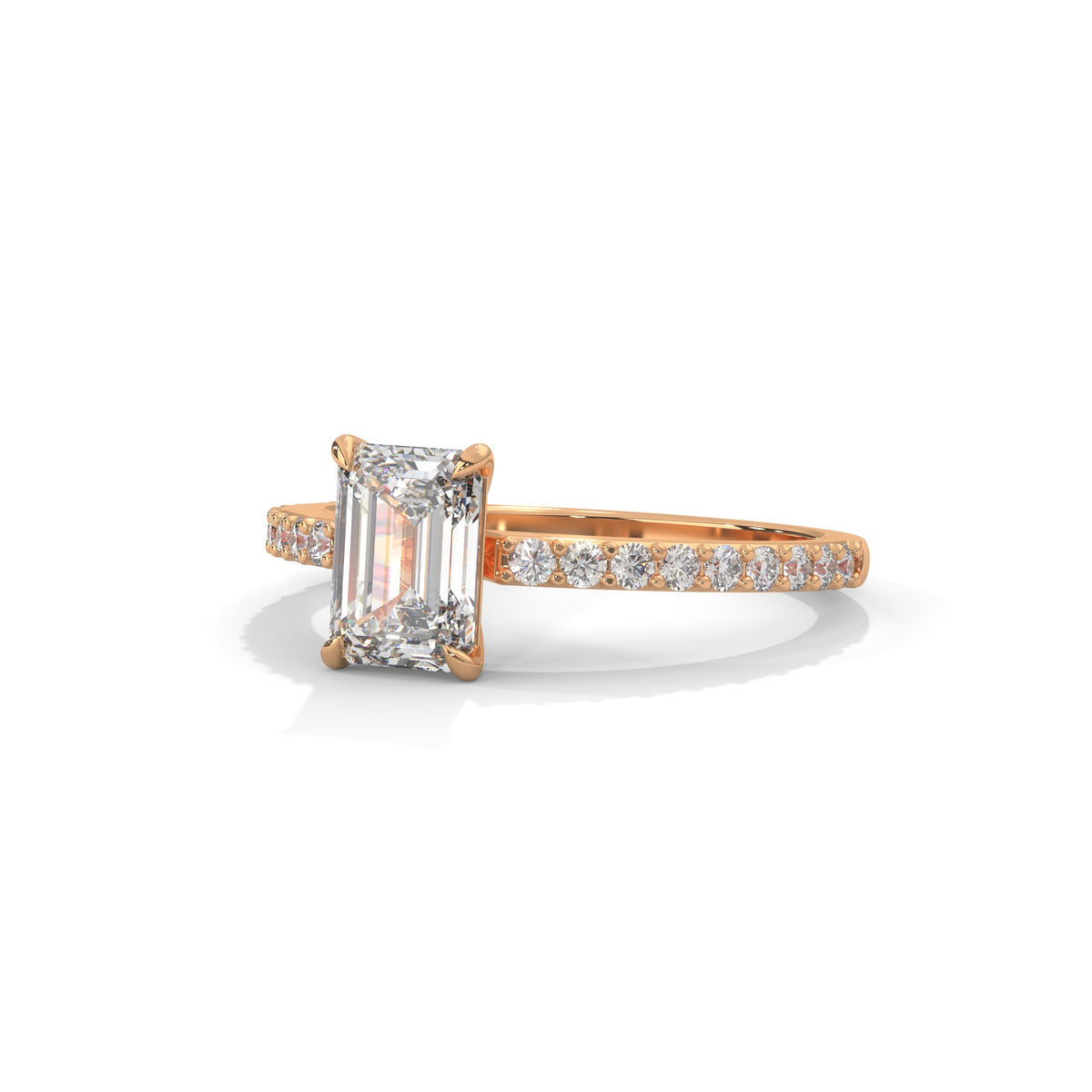 Emerald Pavé Solitaire Ring