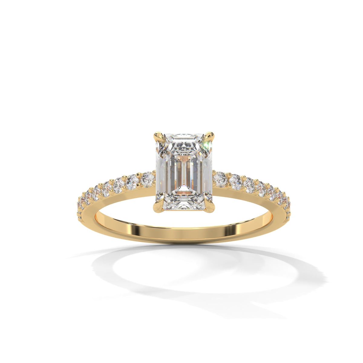 Emerald Pavé Solitaire Ring