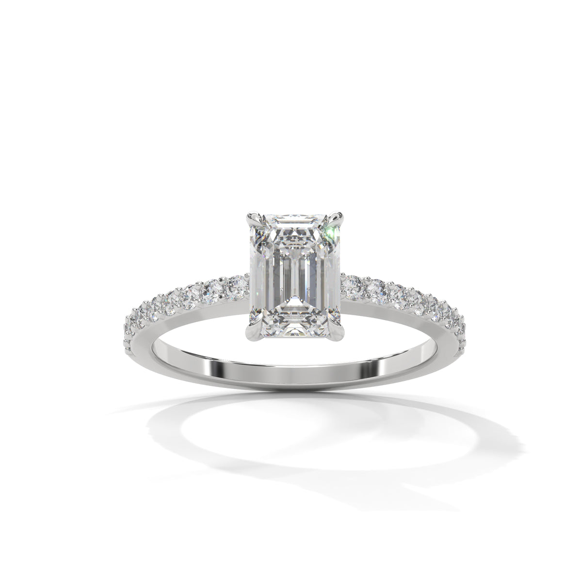 Emerald Pavé Solitaire Ring